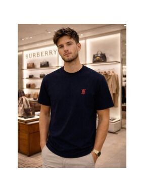 Burberry Parker Logo T-Shirt Navy Red Large